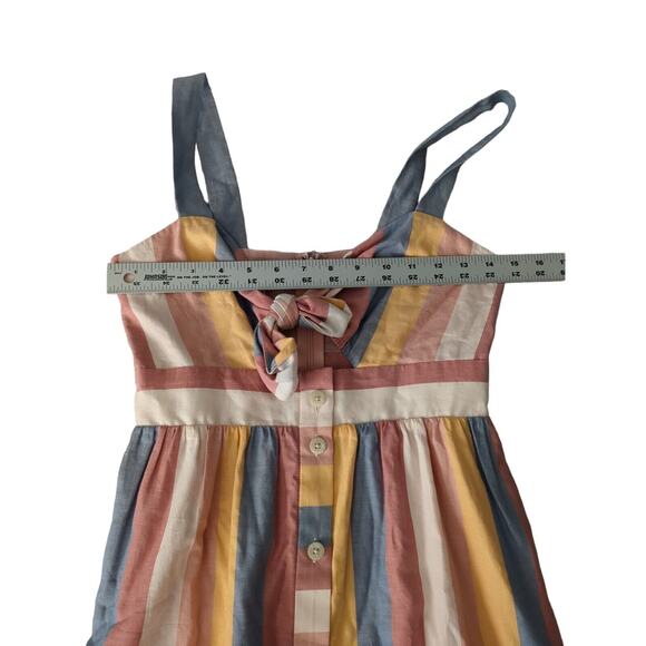 Madewell Women's Tie-Front Cutout Dress in Sherbet Stripe Dress Size 00 - Picture 4 of 10